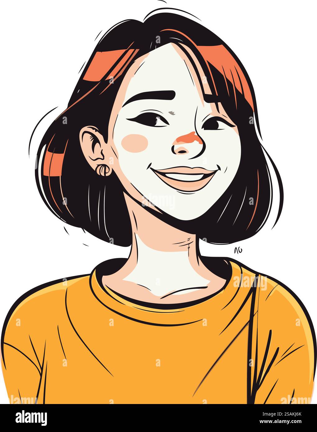Portrait of a beautiful young woman with short hair. Vector ...