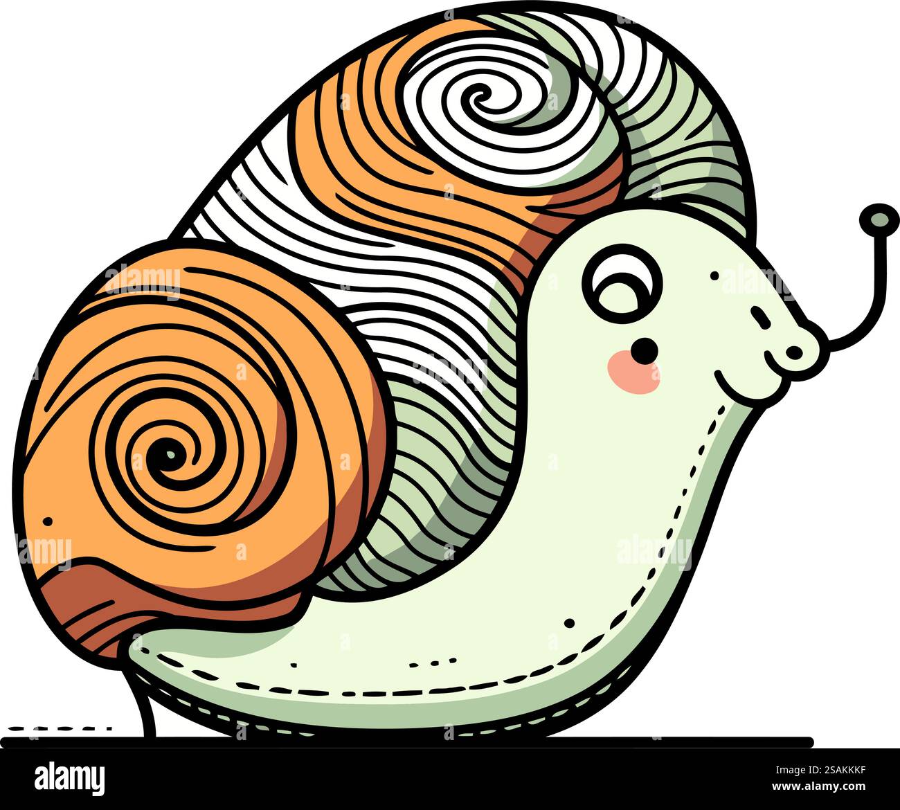 Cute cartoon snail. Vector illustration. Isolated on white background ...