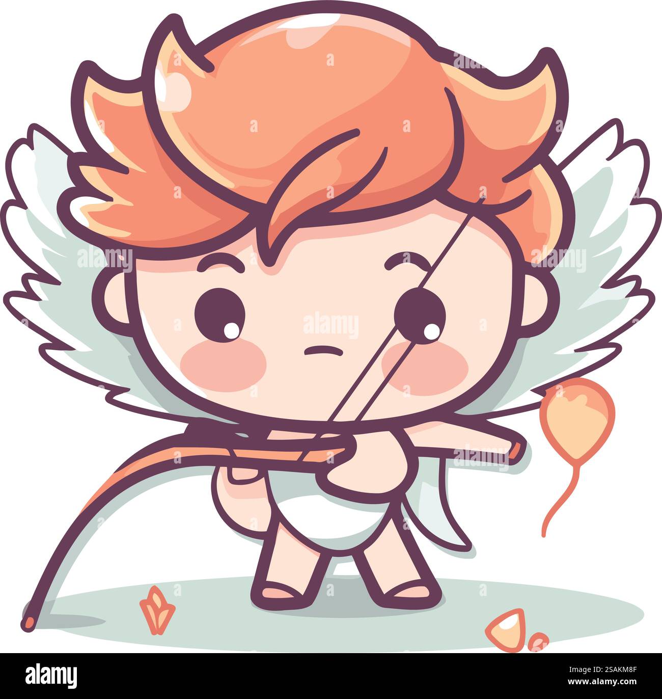 Cupid with bow and arrow. Cute cartoon vector illustration Stock Vector ...
