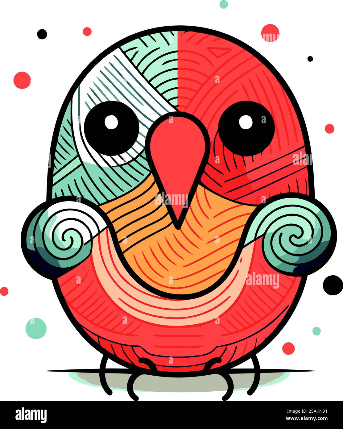 Cute little bird. Hand drawn vector illustration in cartoon style Stock ...