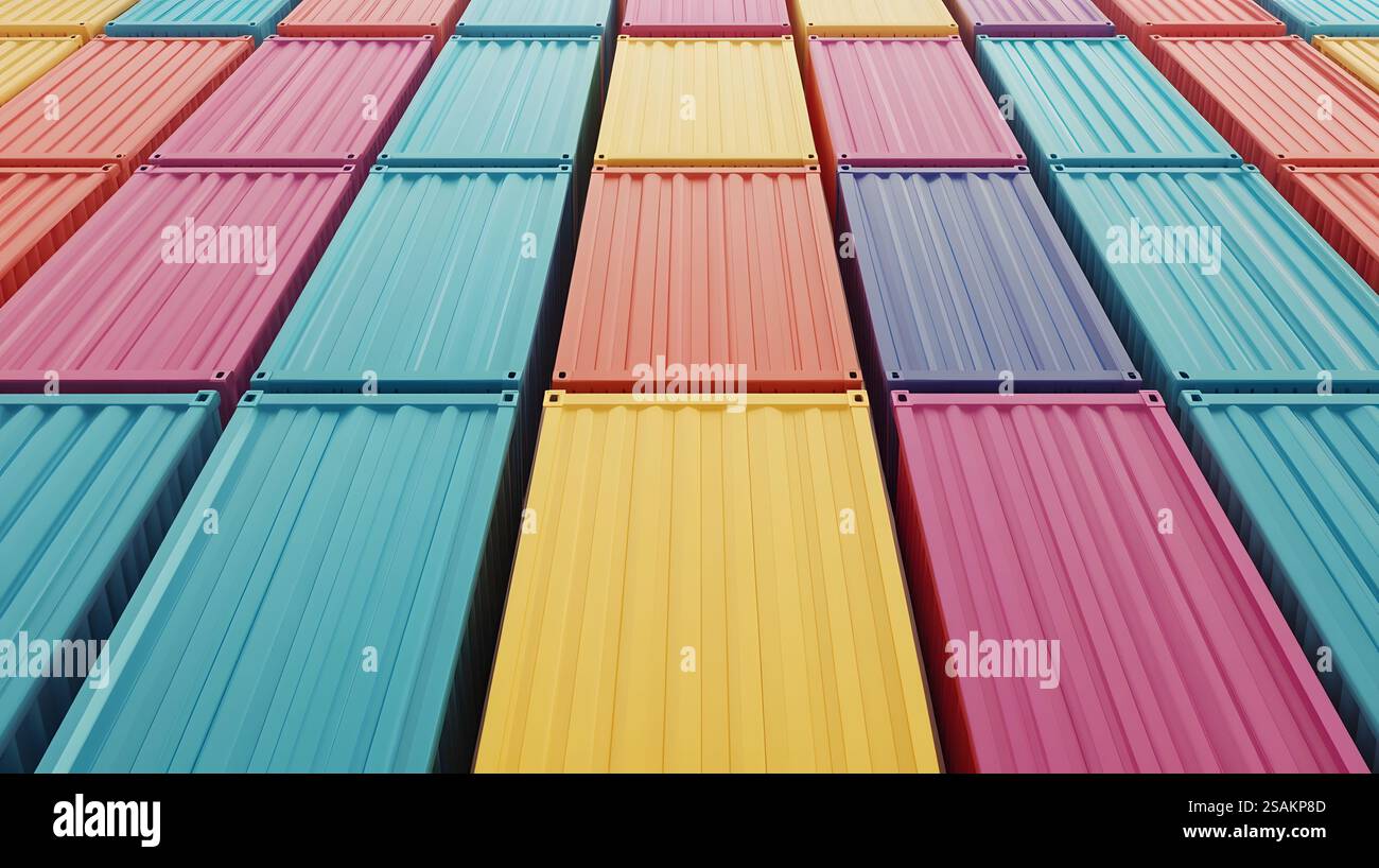 Perfectly Aligned Cargo Containers in Bright,Colorful Patterns Creating ...