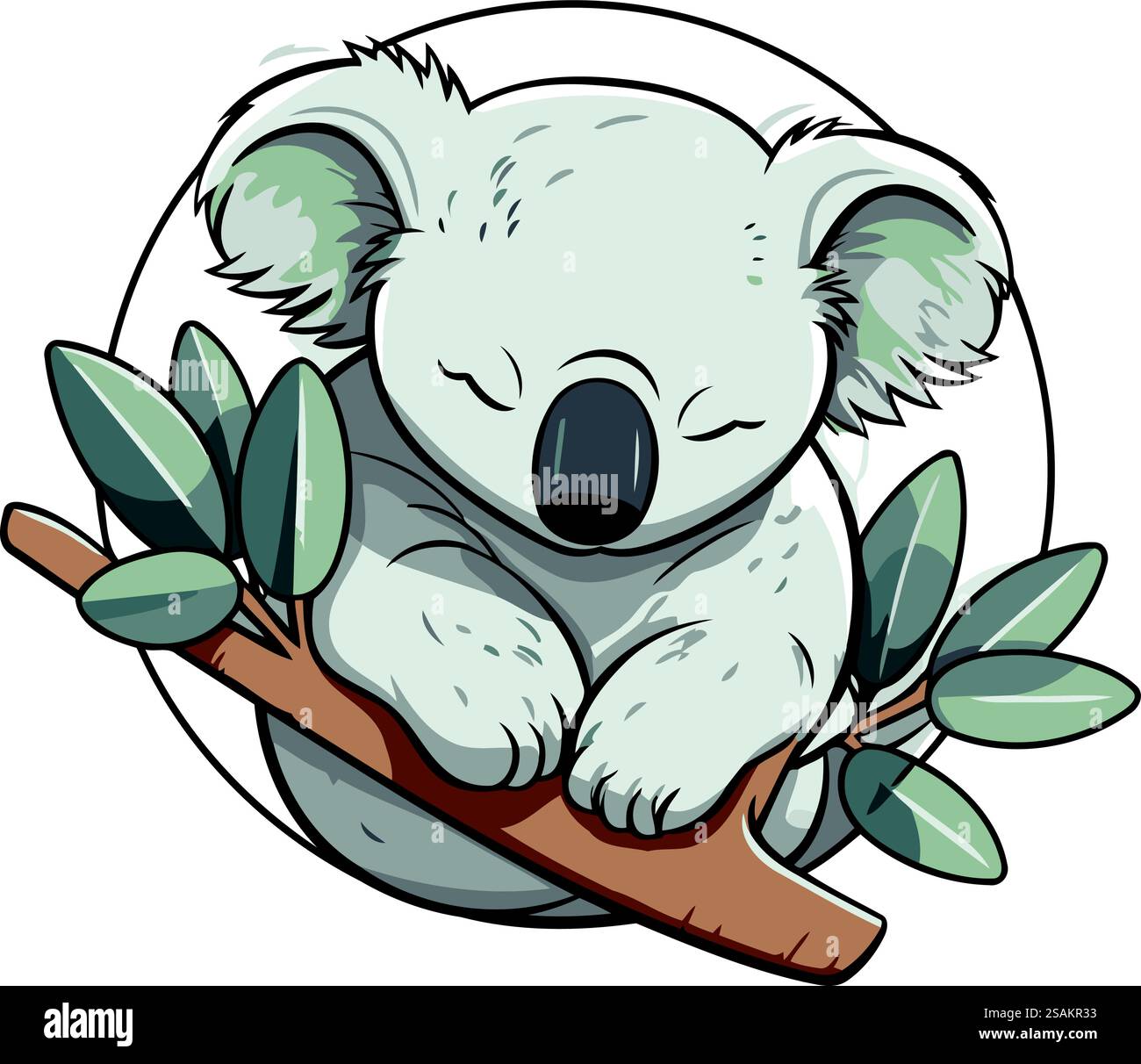 Koala bear on eucalyptus branch vector illustration Stock Vector Image ...