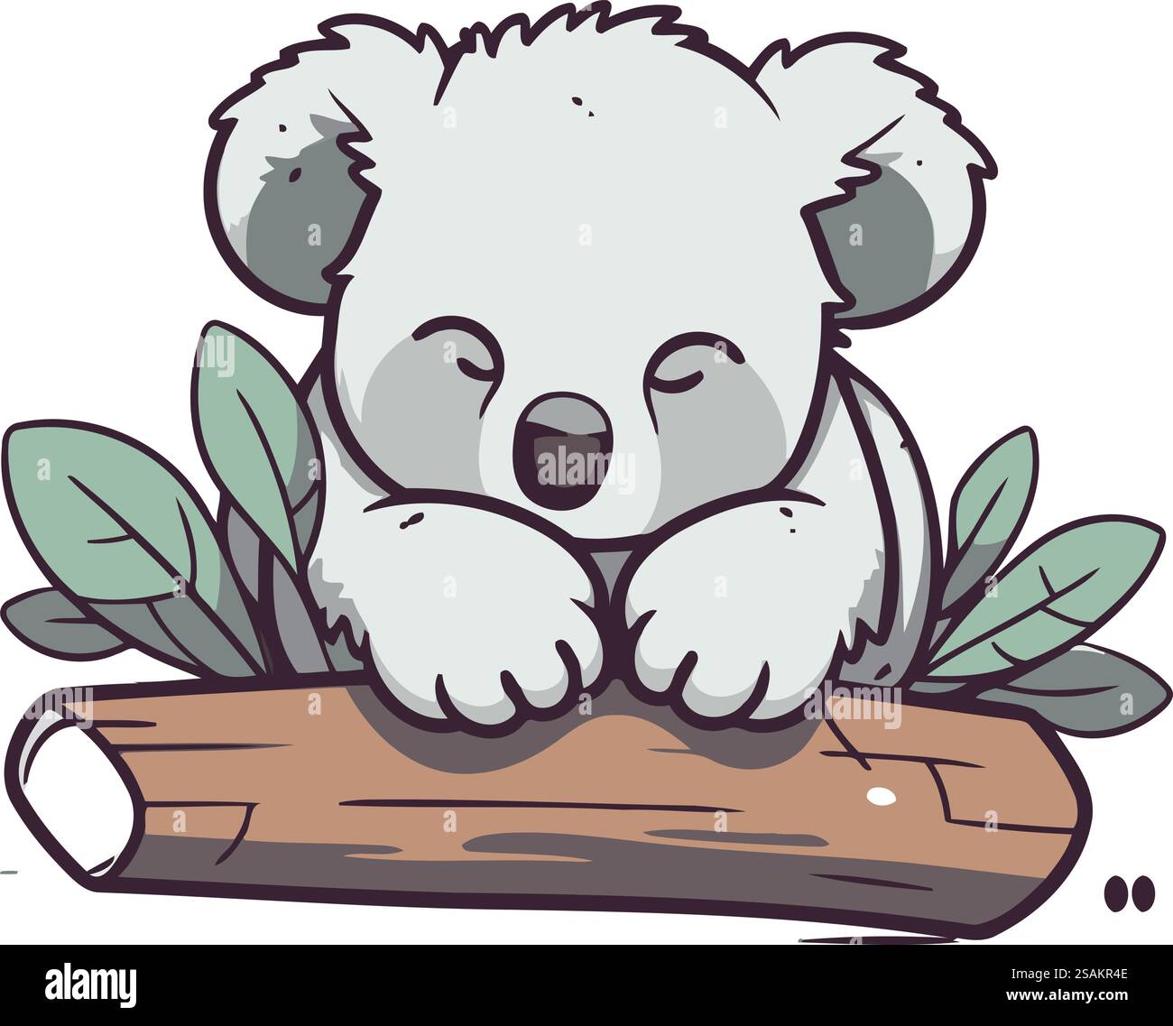 Cute koala sitting on a log. Vector cartoon illustration Stock Vector ...