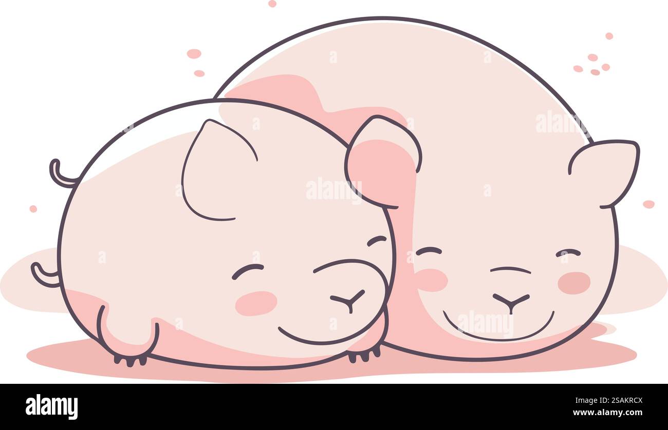 Cute sleeping baby cat. Vector illustration in doodle style Stock ...