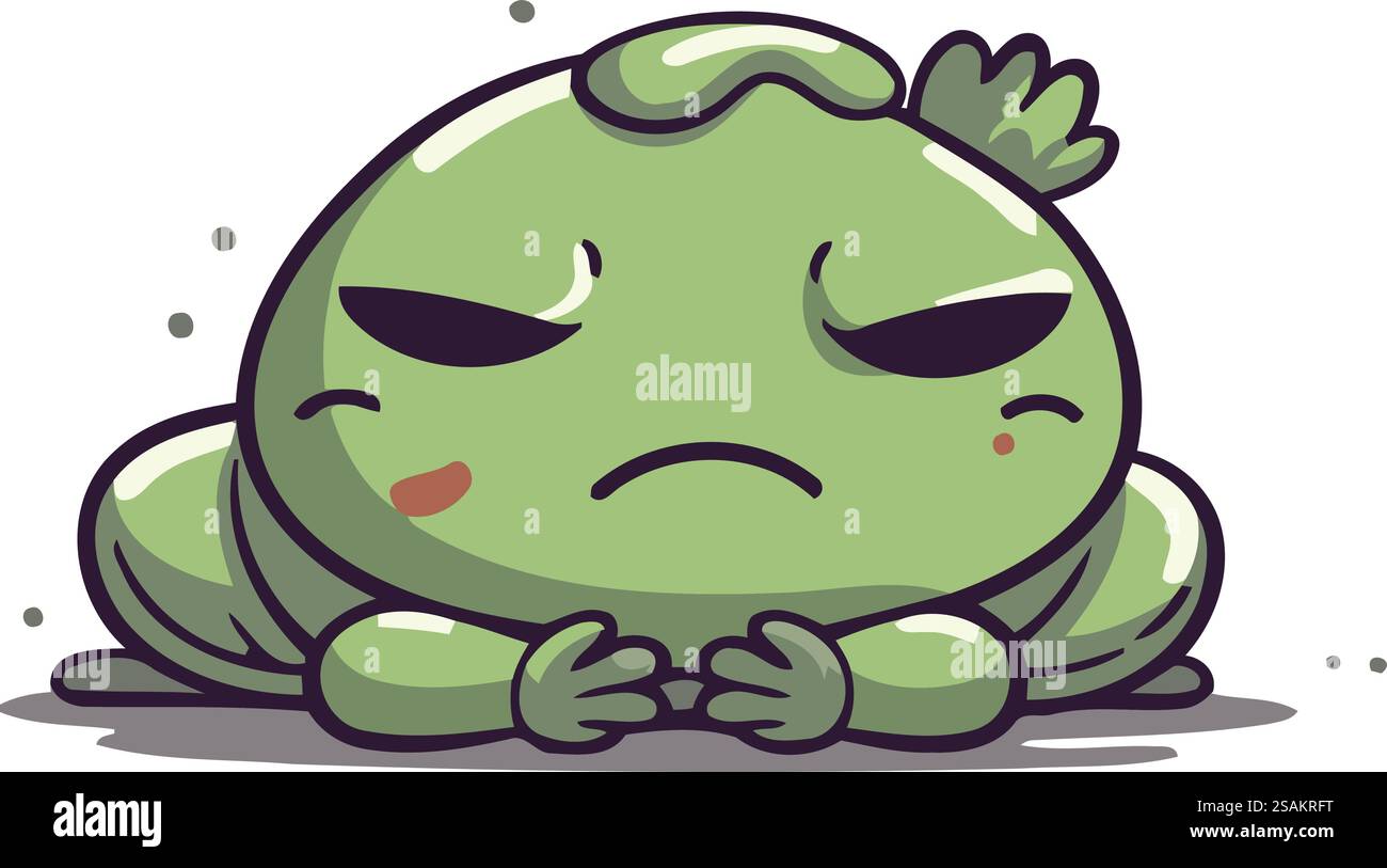 Cute little frog crying. Vector illustration isolated on white ...