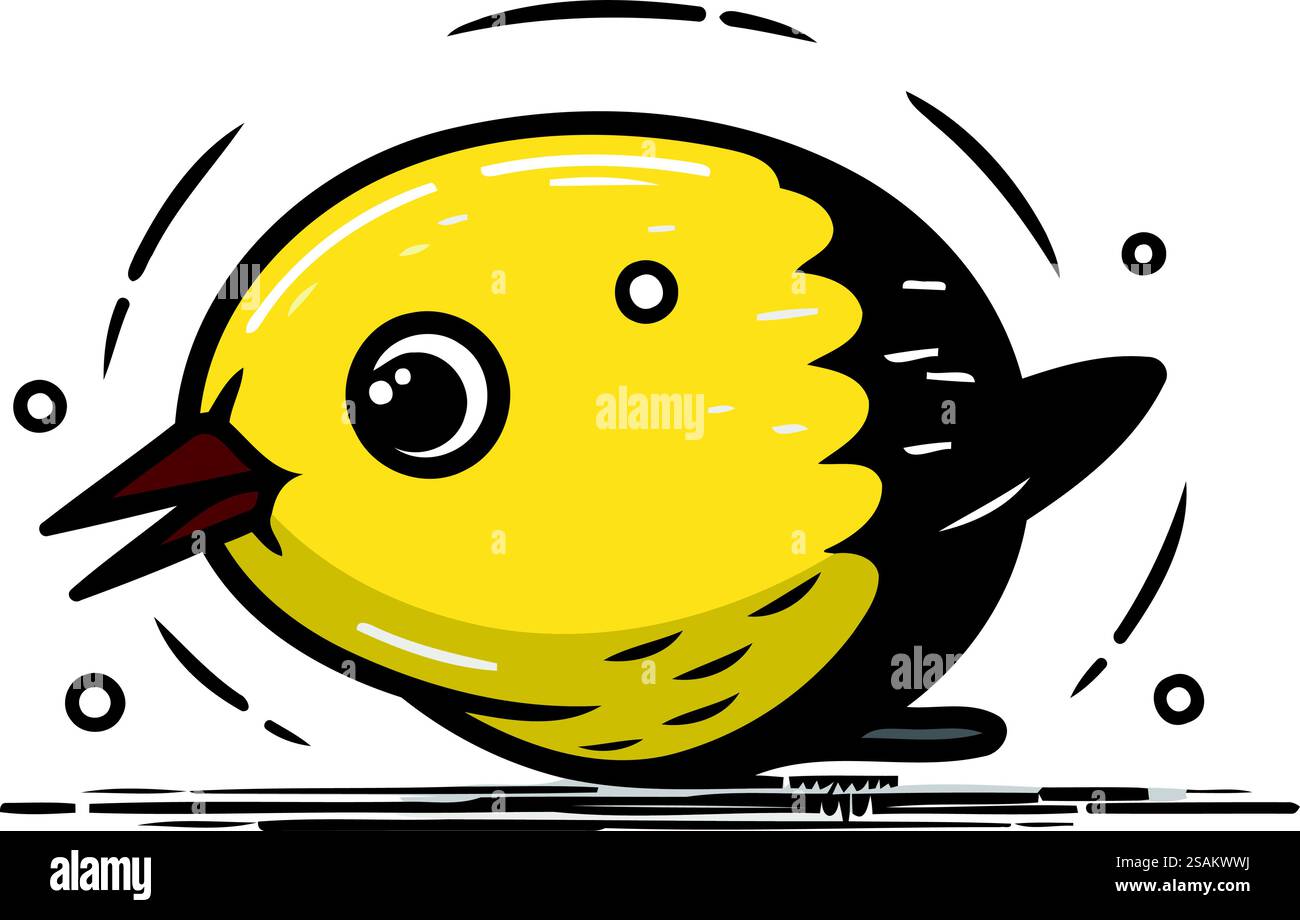 Cute little bird. Hand drawn vector illustration in cartoon style Stock ...