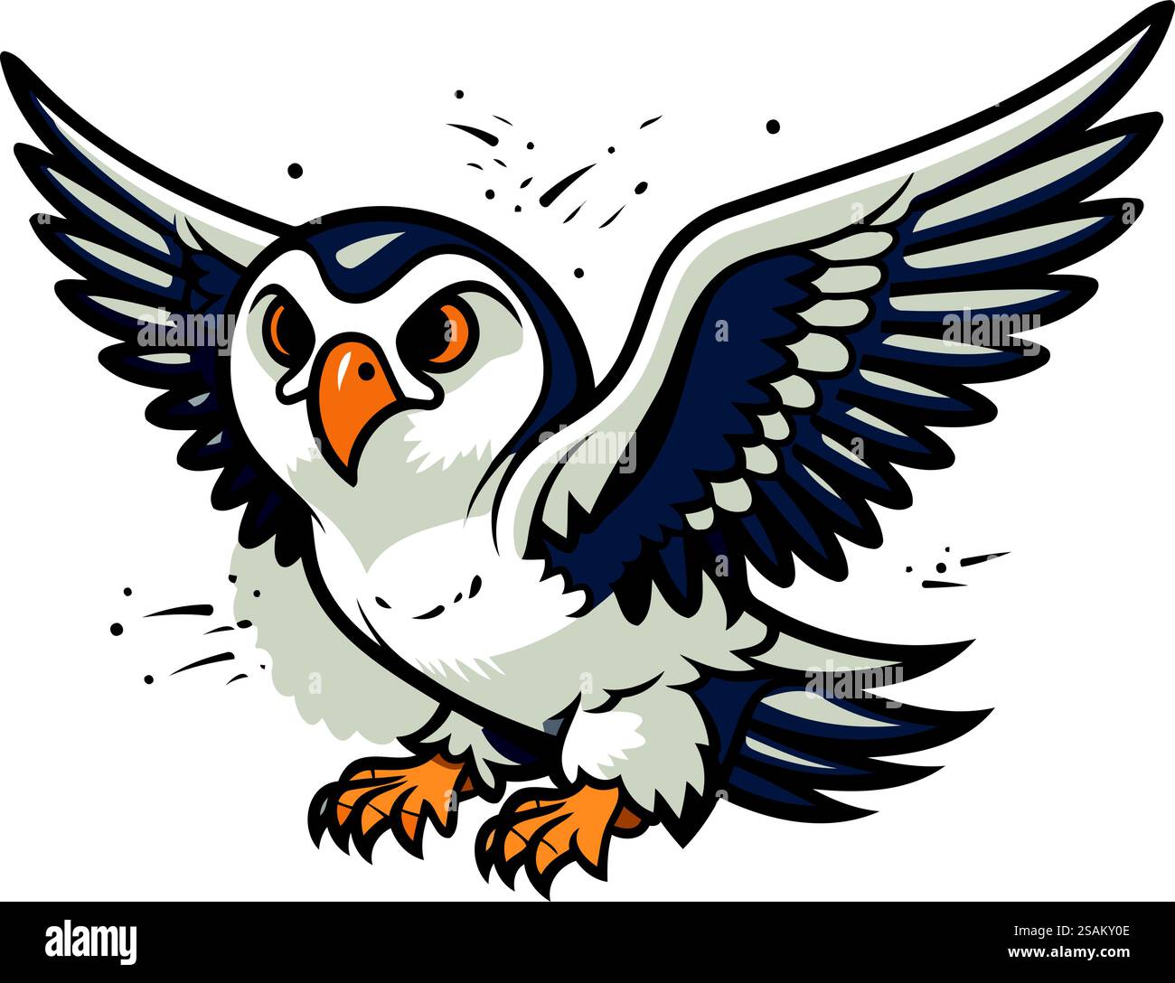 Vector image of a flying owl on a white background. Vector illustration ...
