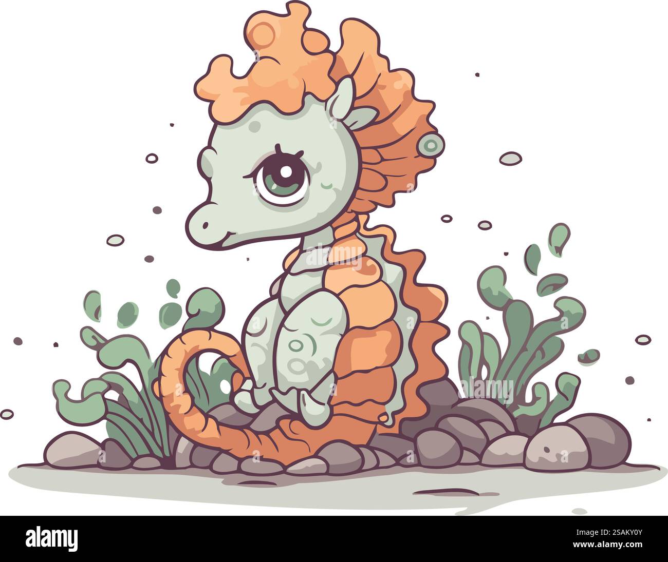 Cute cartoon seahorse. Vector illustration isolated on white background ...