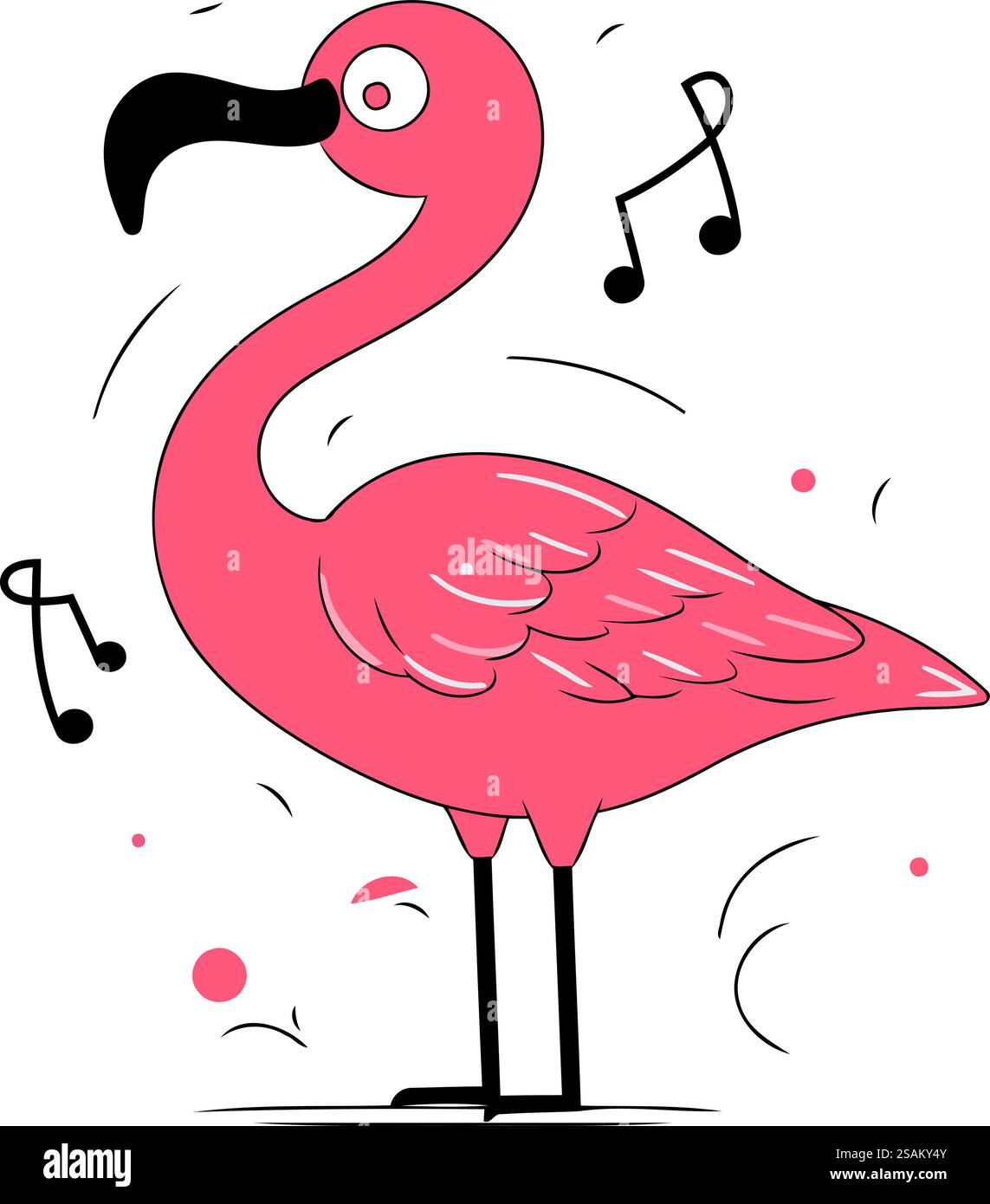 Flamingo with musical notes. Vector illustration in flat style Stock ...