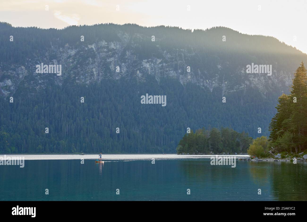 Crystal Clear Eibsee Lake Reflecting Majestic Zugspitze at Golden ...