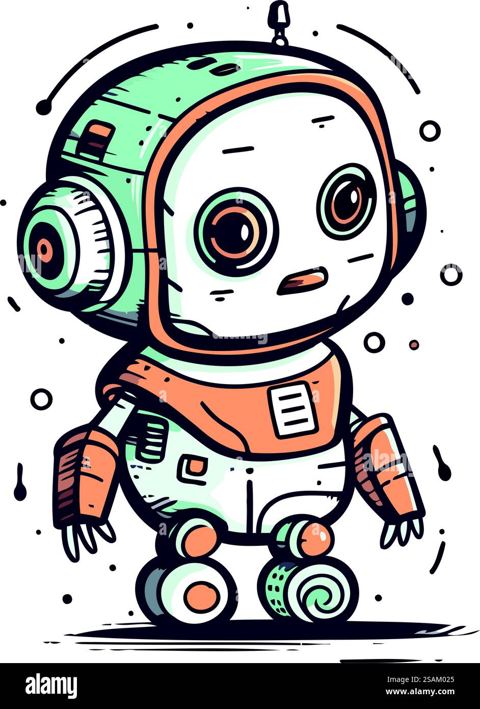 Cute cartoon robot vector illustration. Hand drawn doodle Stock Vector ...