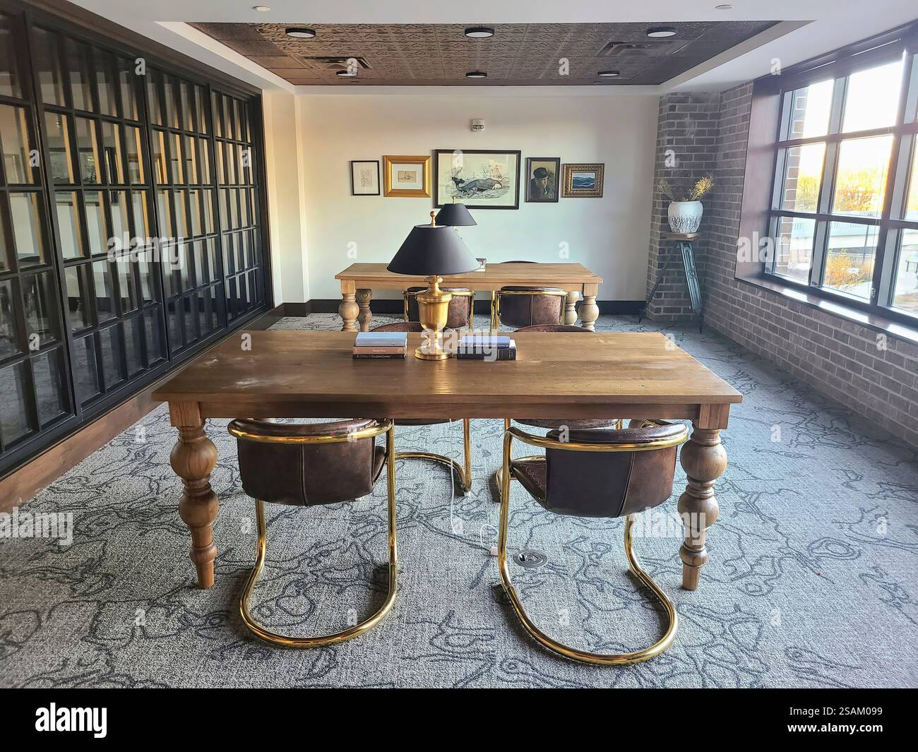Elegant Office Interior with Leather Chairs and Natural Light Eye-Level ...