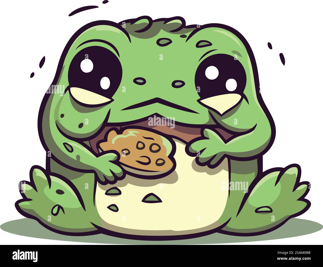 Funny frog with cookie isolated on a white background. Vector ...