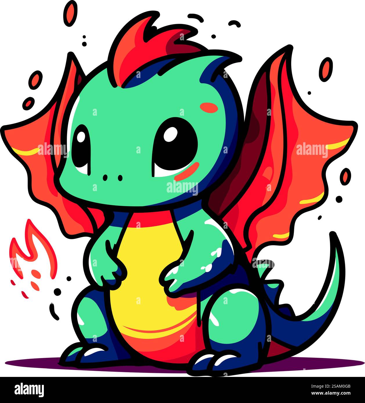 Cute cartoon dragon. Vector illustration isolated on a white background ...