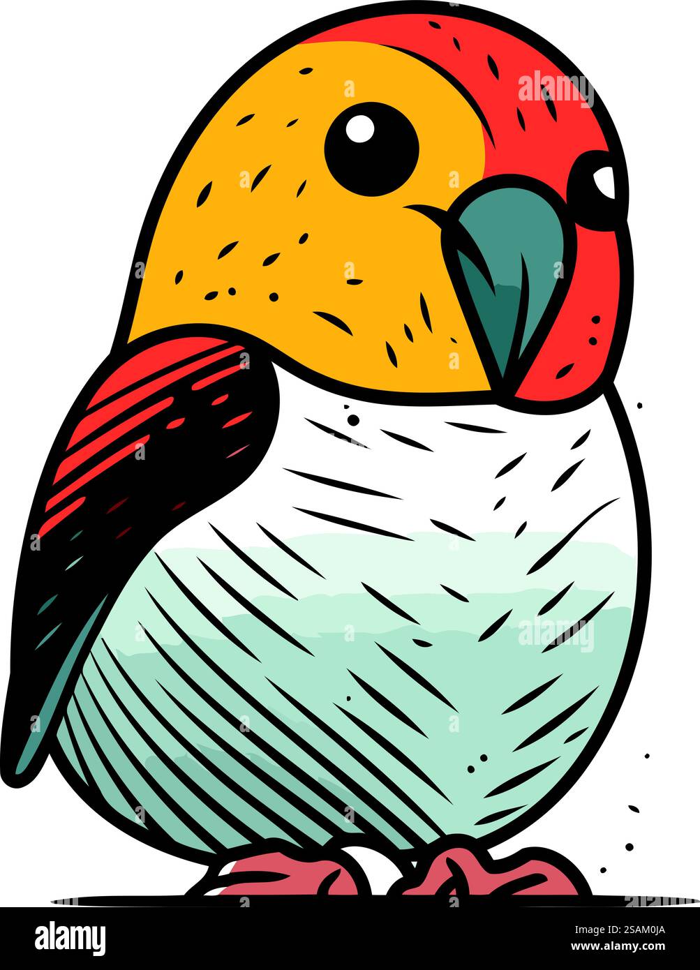 Cute cartoon parrot. Hand drawn doodle vector illustration Stock Vector ...