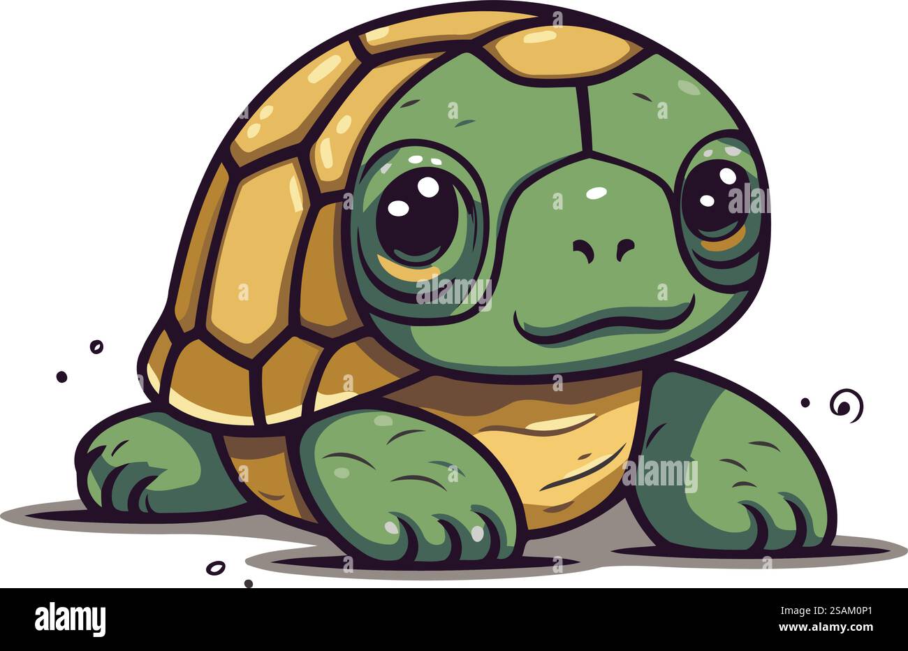 Cute cartoon turtle. Vector illustration isolated on a white background ...