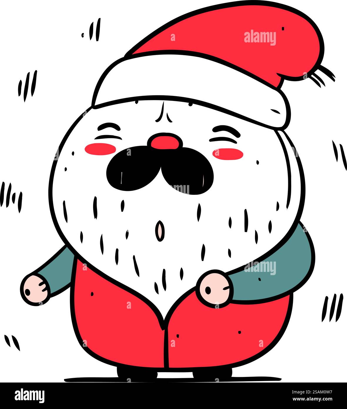 snowman in red coat and santa hat. vector illustration Stock Vector ...