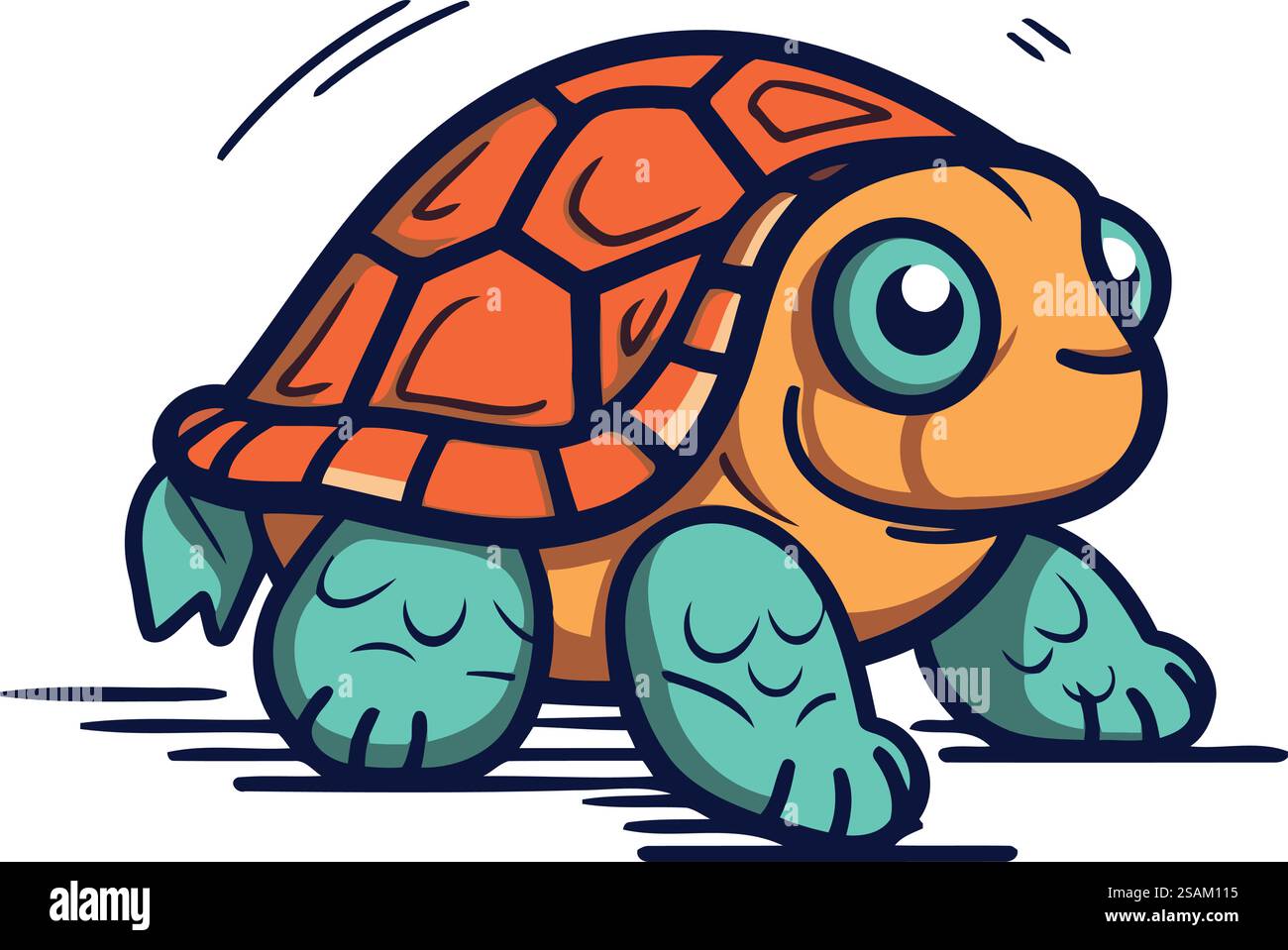 Cute cartoon turtle. Vector illustration isolated on a white background ...