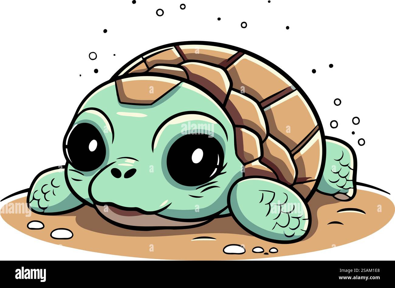 Cute cartoon turtle. Vector illustration isolated on a white background ...
