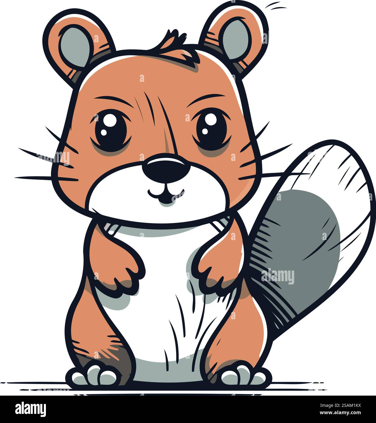 Cute beaver cartoon vector illustration. Isolated on white background. Stock Vector