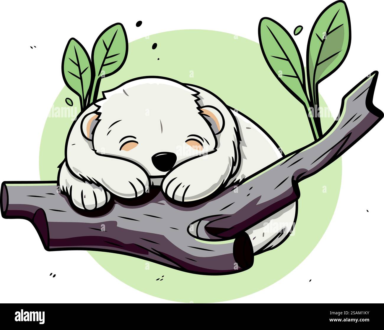 Cute cartoon koala sleeping on tree branch. Vector illustration Stock ...