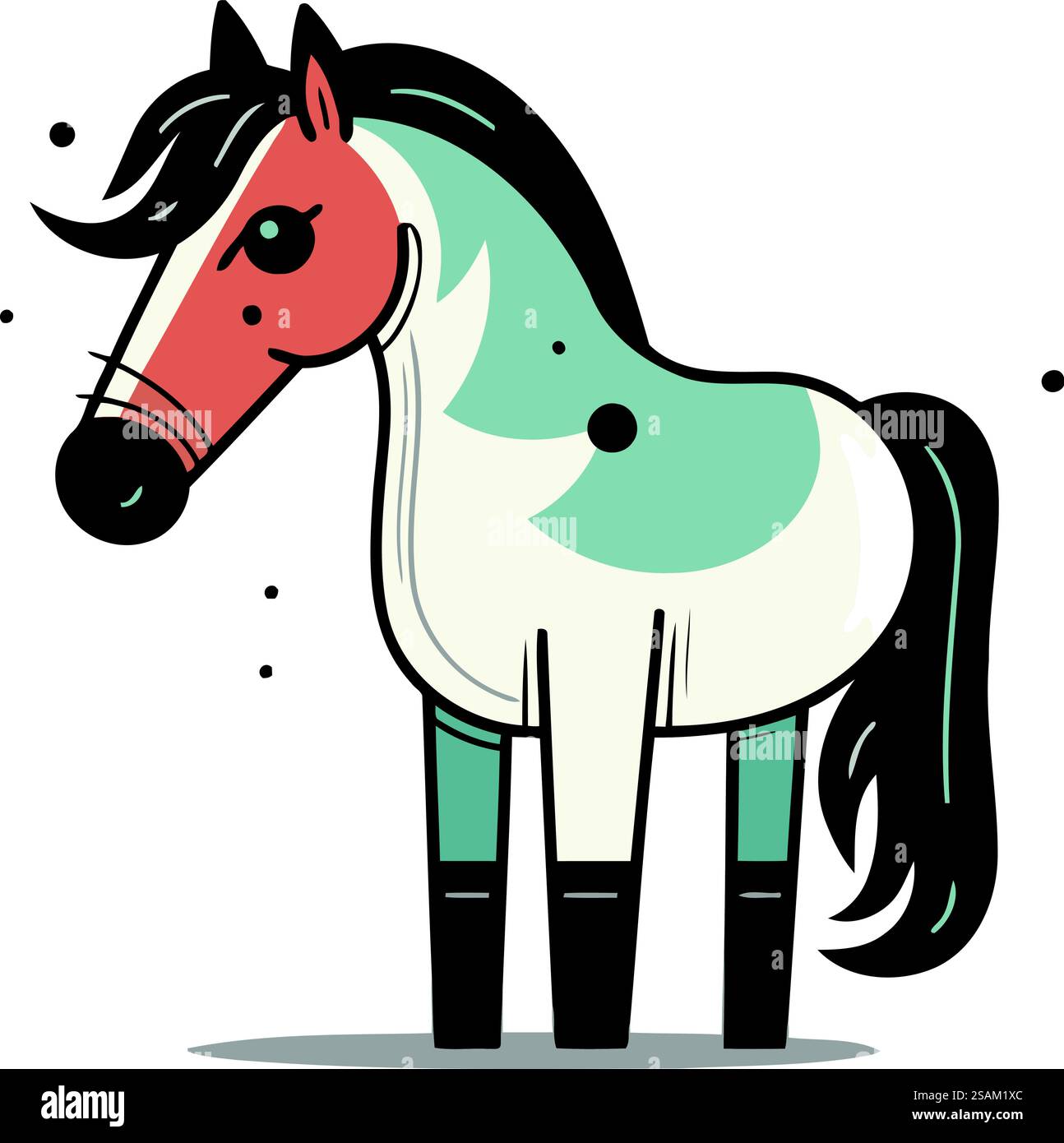 Vector illustration of cute cartoon horse. Flat style. Isolated on ...