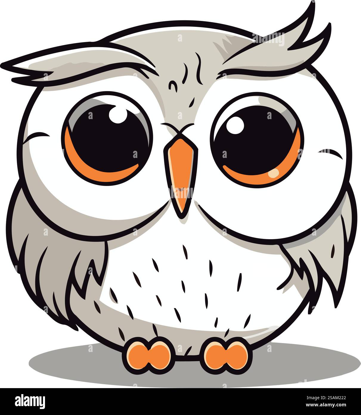 Cute owl character on a white background. Cartoon vector illustration ...