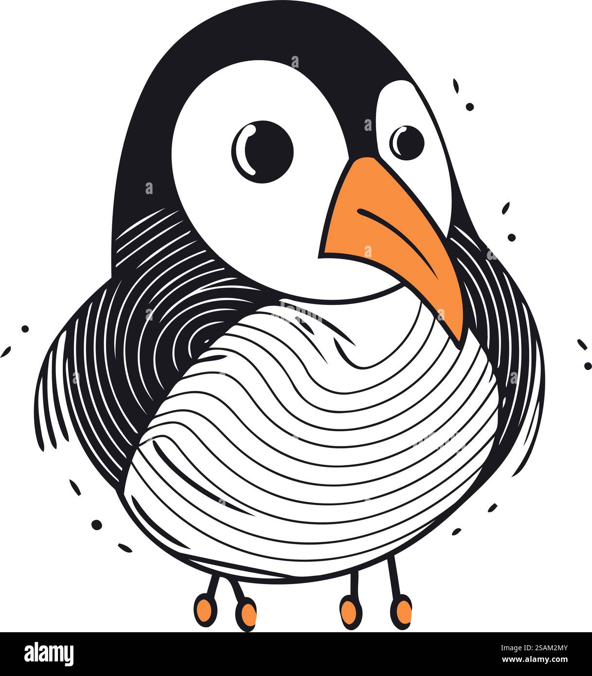 Cute penguin. Hand drawn vector illustration isolated on white ...