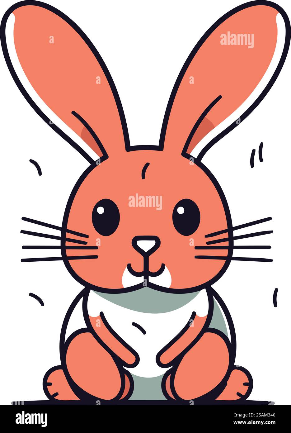 Cute cartoon bunny sitting and smiling. Vector illustration for your ...