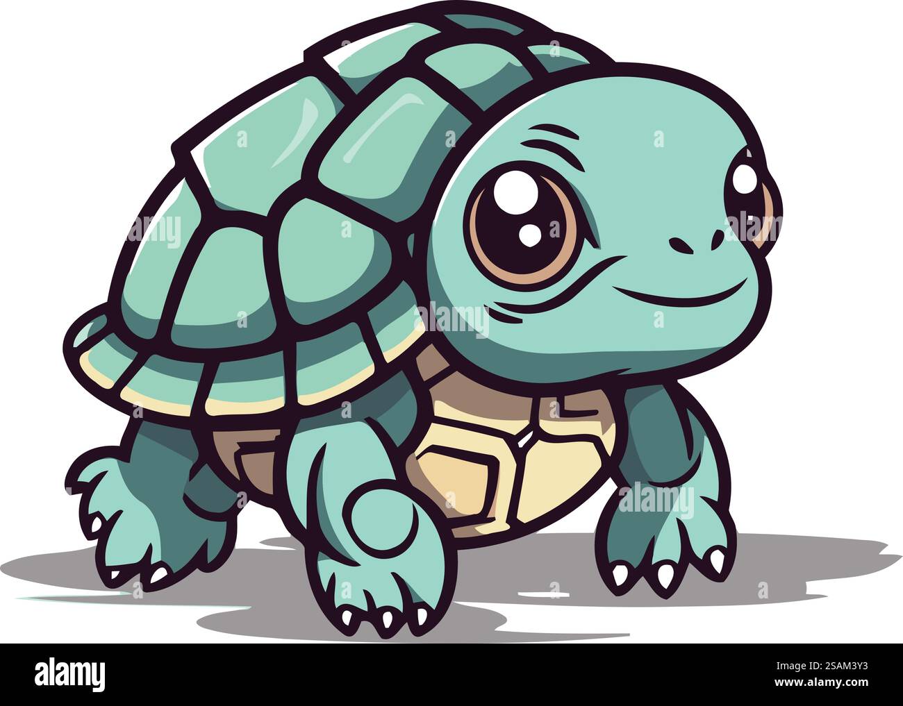 Cute cartoon turtle. Vector illustration isolated on a white background ...