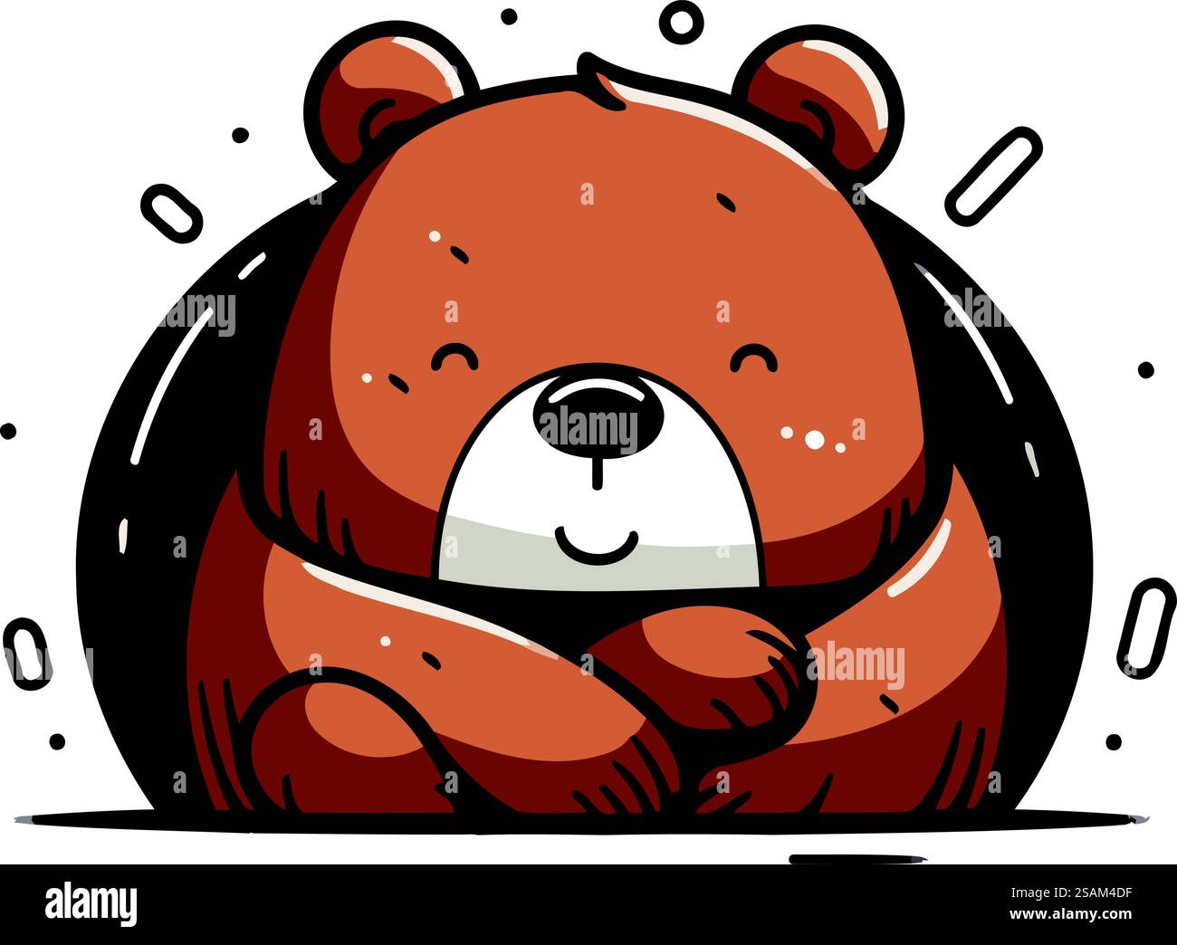 Cute cartoon bear sitting on the ground. Vector illustration in a flat ...