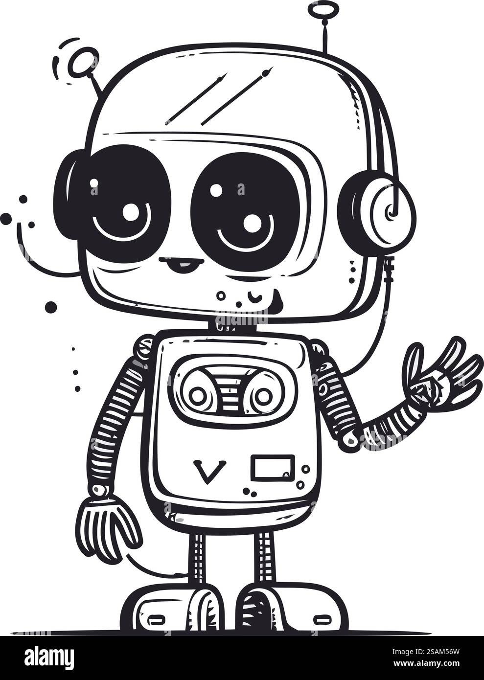 Cute robot. Vector hand drawn illustration in doodle style Stock Vector ...