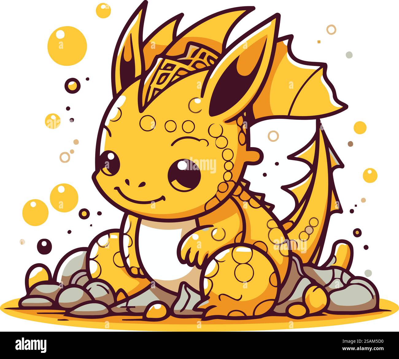 Cute cartoon dragon. Vector illustration isolated on a white background ...