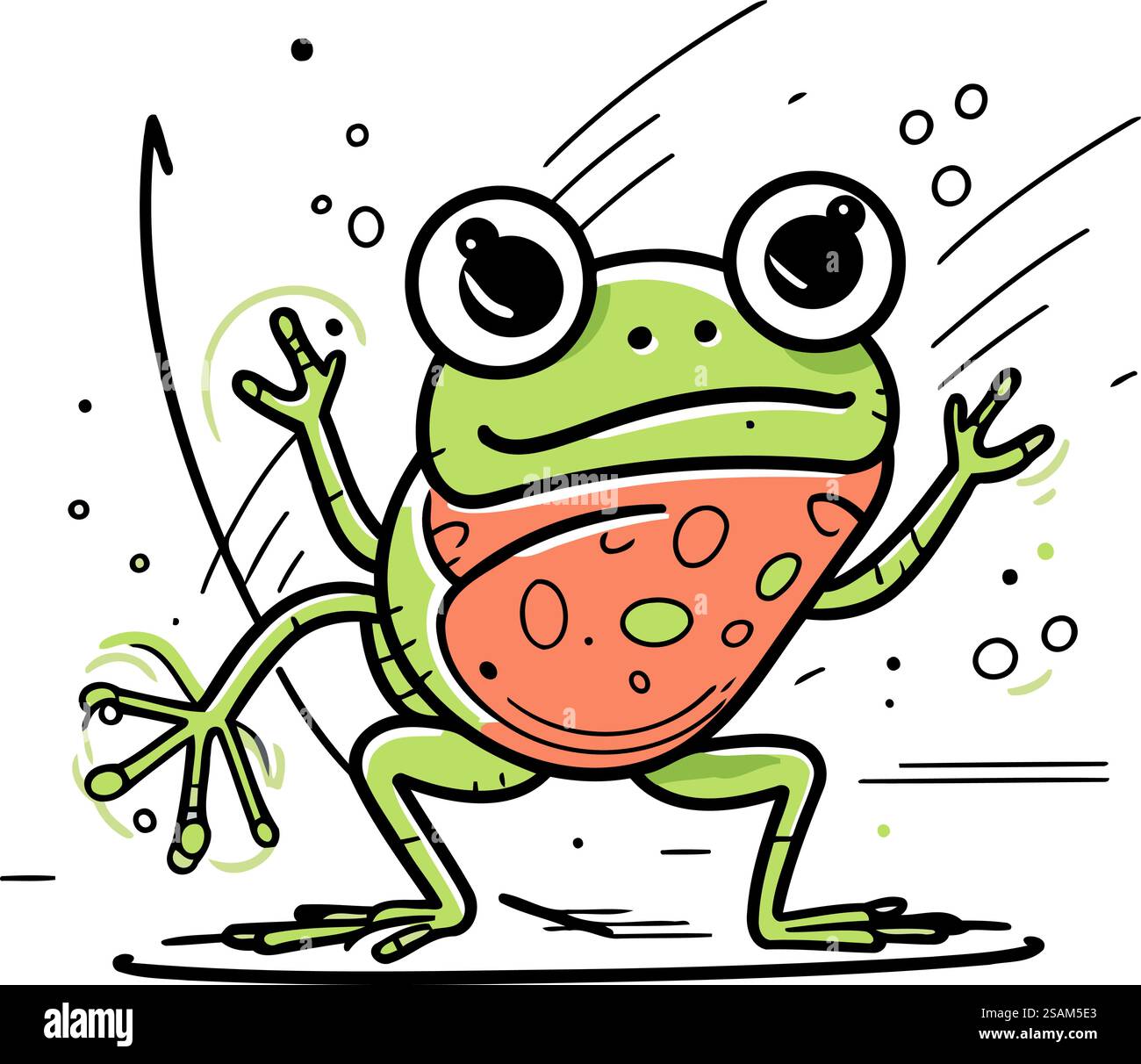 Frog with big eyes. Vector illustration of a cartoon frog Stock Vector ...