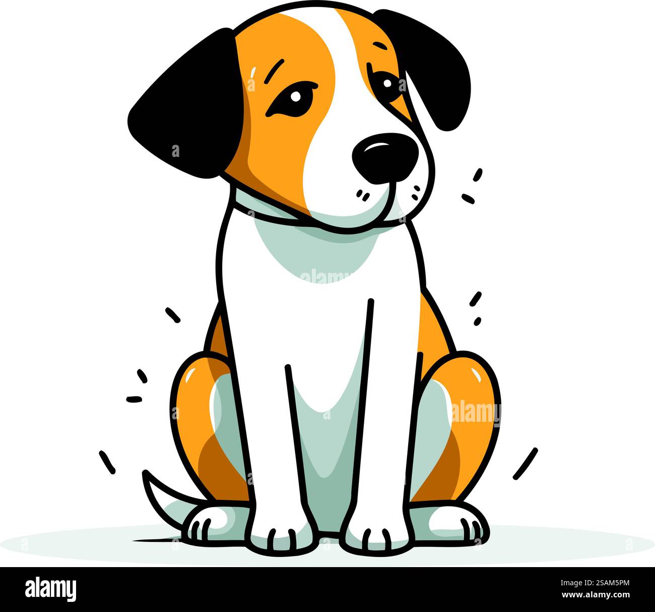 Cute cartoon dog sitting. Vector illustration in doodle style Stock ...