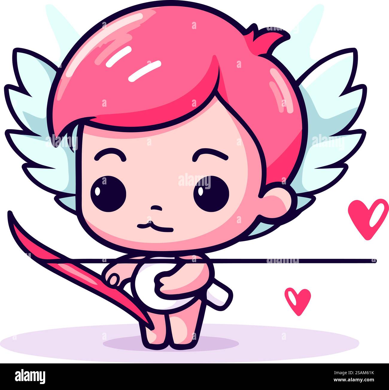 Cupid with bow and arrow. Cute cartoon vector illustration Stock Vector ...