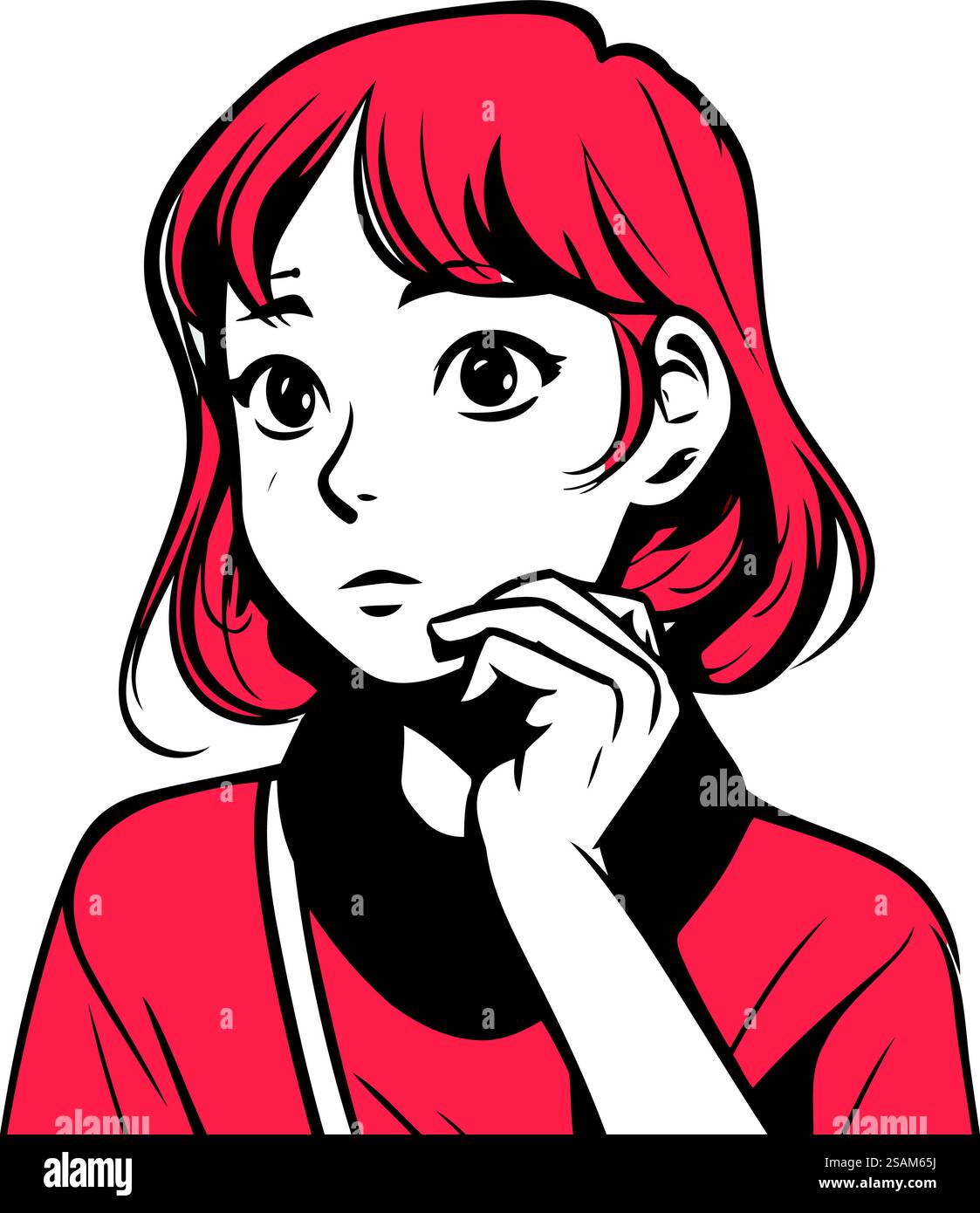 Portrait of a cute girl with red hair. Vector illustration Stock Vector ...