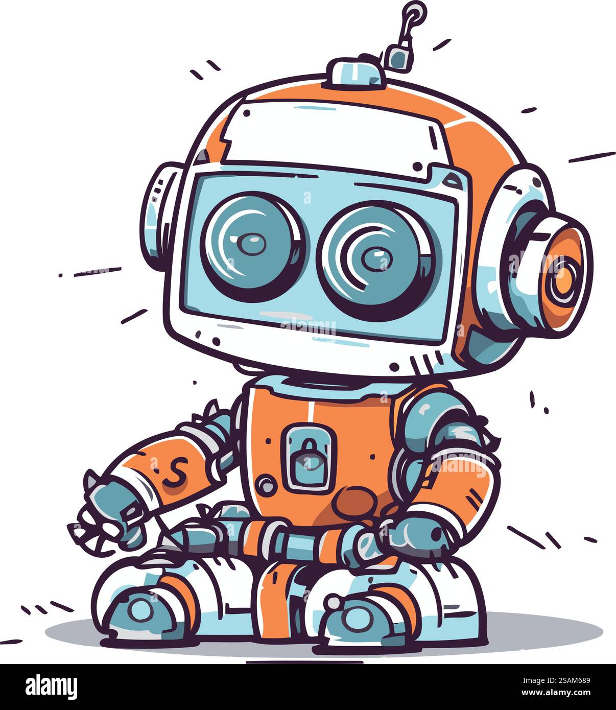 Cartoon robot. Cute hand drawn vector illustration of a robot Stock ...