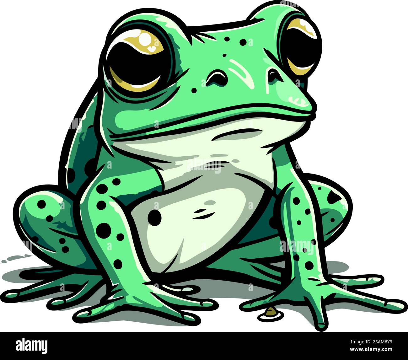 Cartoon green frog isolated on a white background. Vector illustration ...