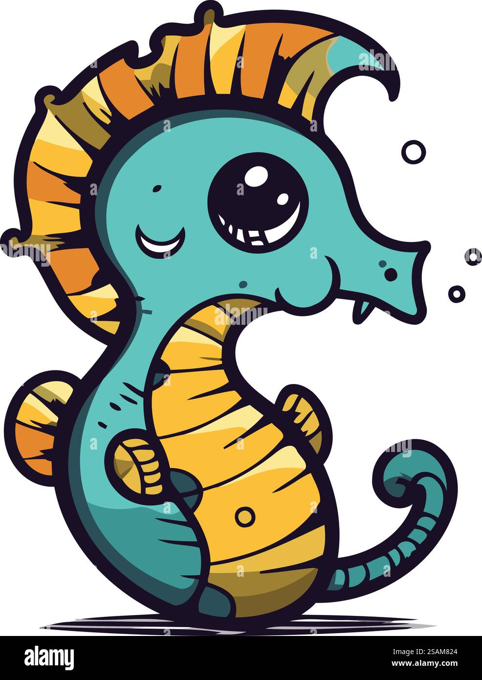 Cute cartoon seahorse. Vector illustration isolated on white background ...