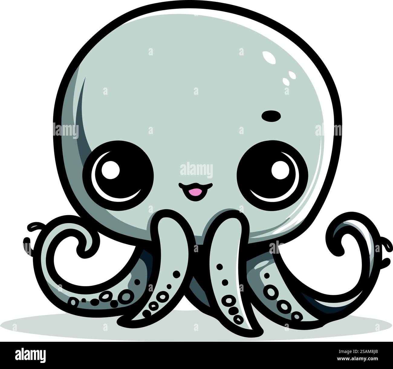 Octopus Cute Cartoon Mascot Character Vector Illustration Stock Vector ...