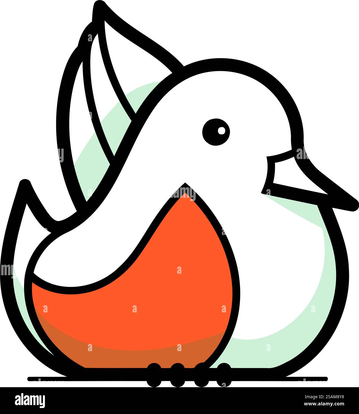 Vector illustration of cute bird isolated on white background. Flat ...
