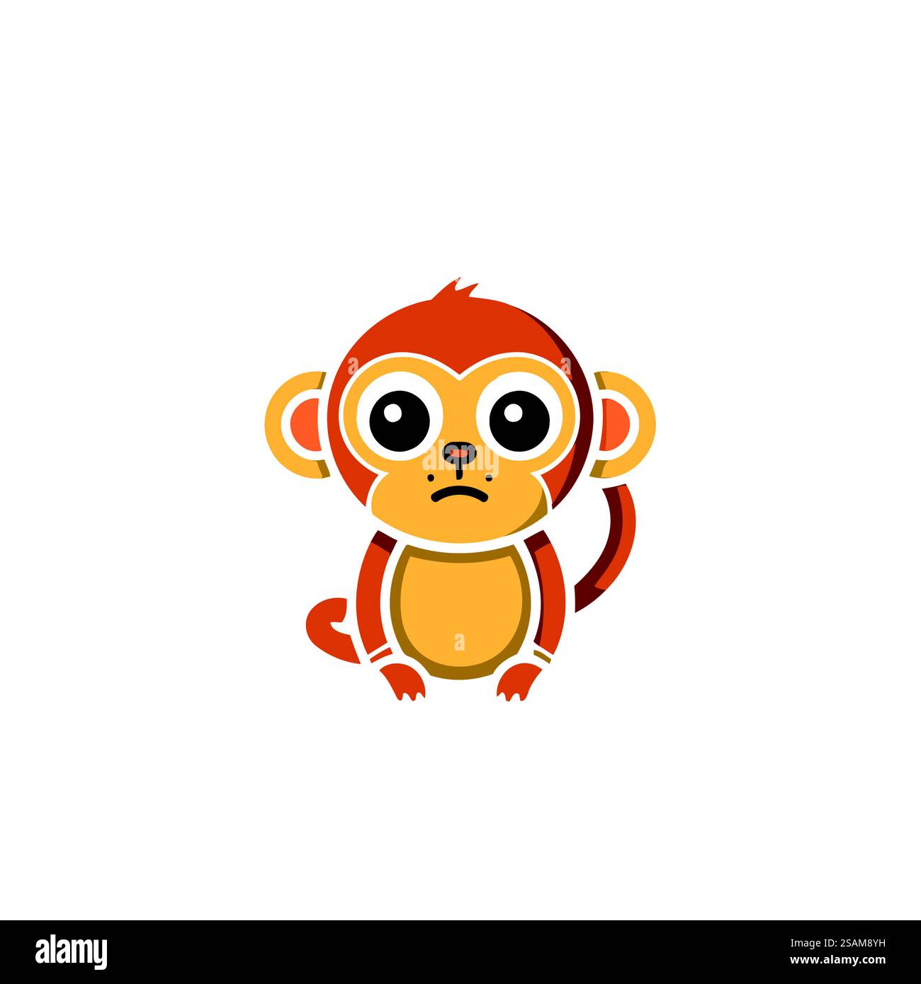 Cute monkey icon isolated on white background. Vector illustration in ...