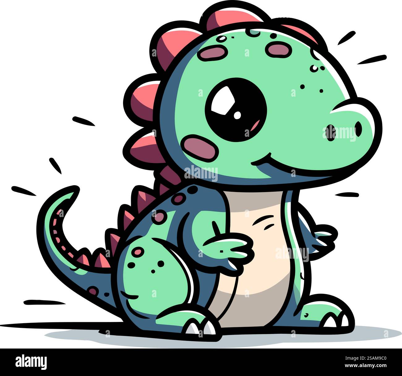 Cute cartoon dinosaur. Vector illustration isolated on a white ...