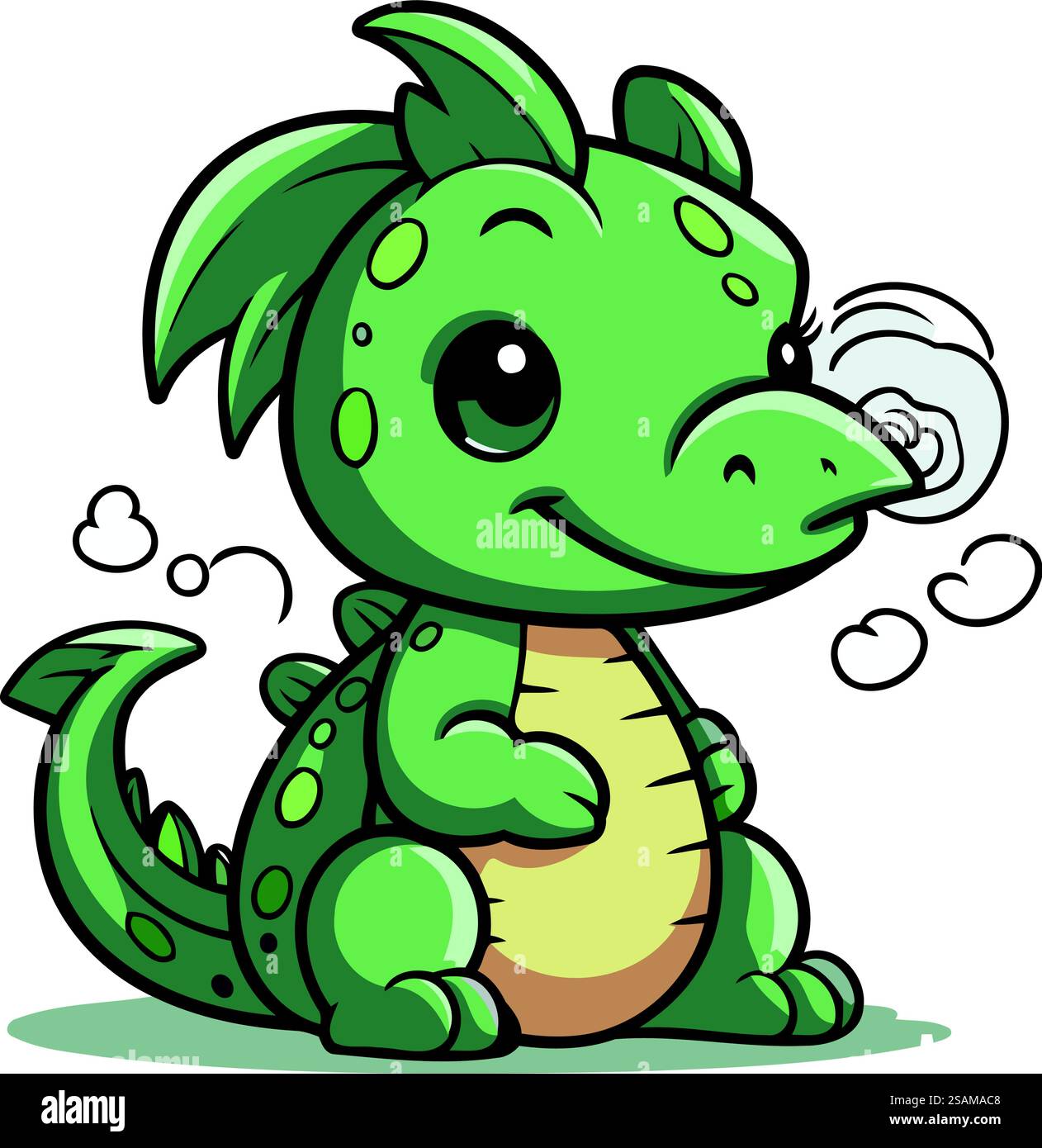 Cute cartoon dinosaur. Vector illustration isolated on a white ...