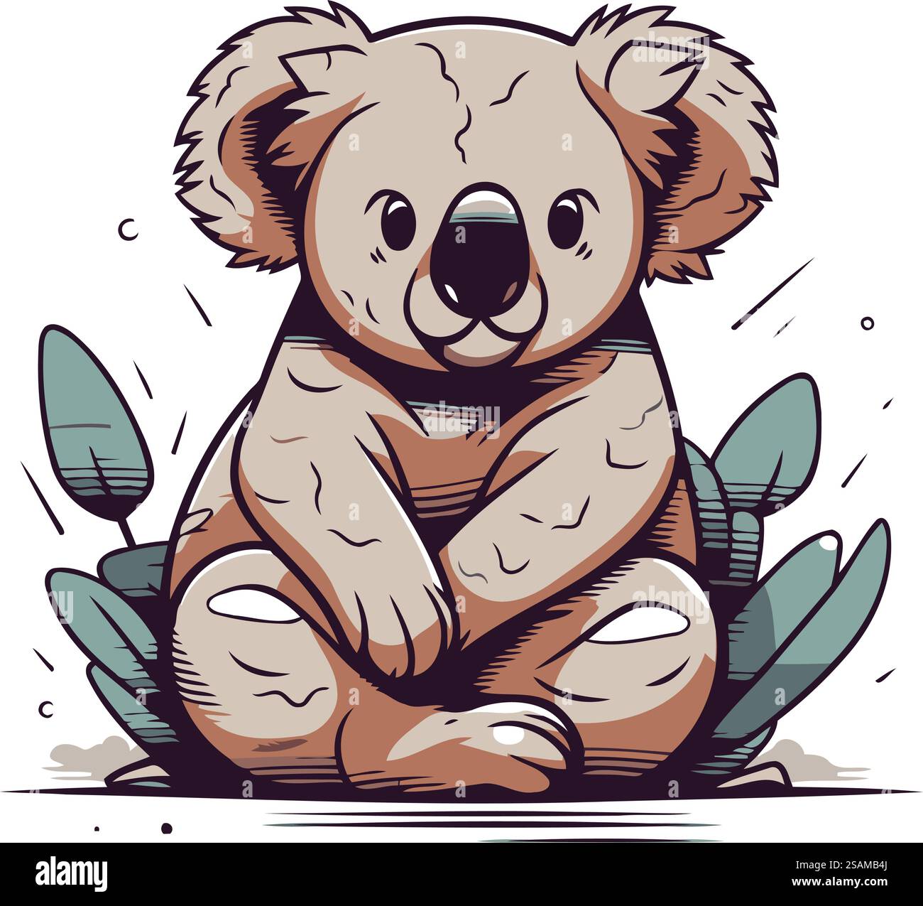 Cute koala sitting on the ground. Vector hand drawn illustration Stock ...
