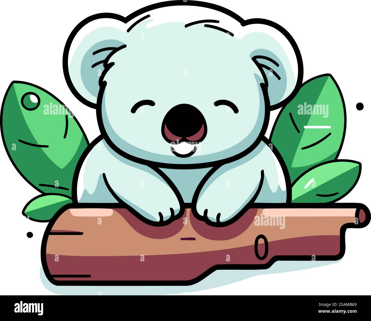 Cute cartoon koala sitting on a log. Vector illustration Stock Vector ...