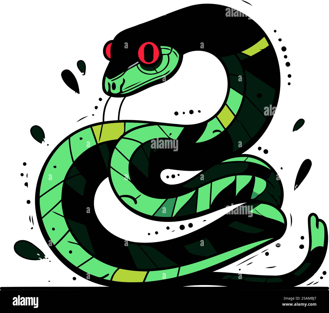 Vector illustration of a snake. Isolated on a white background Stock ...