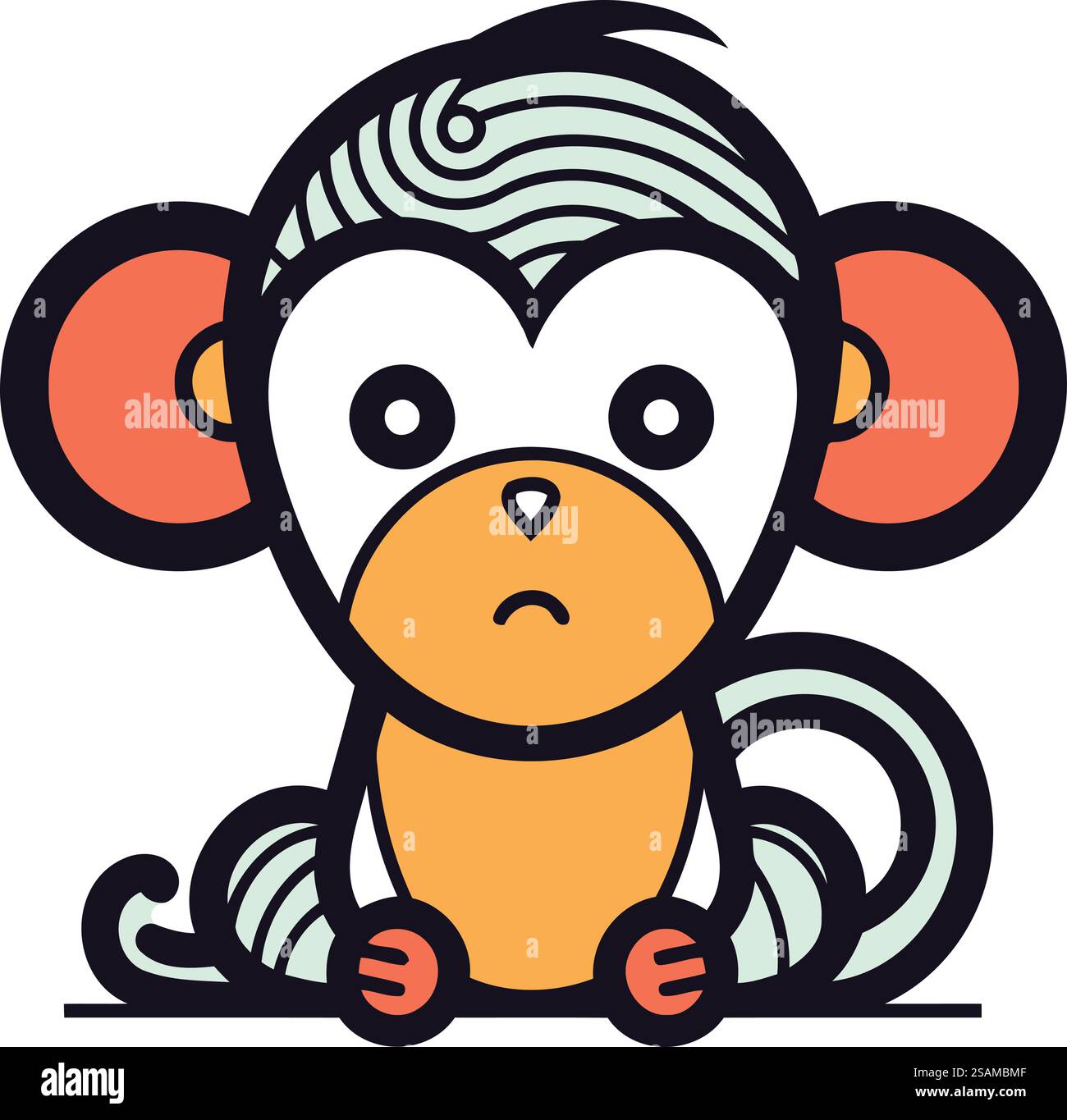 Cute cartoon monkey. Vector illustration isolated on a white background ...