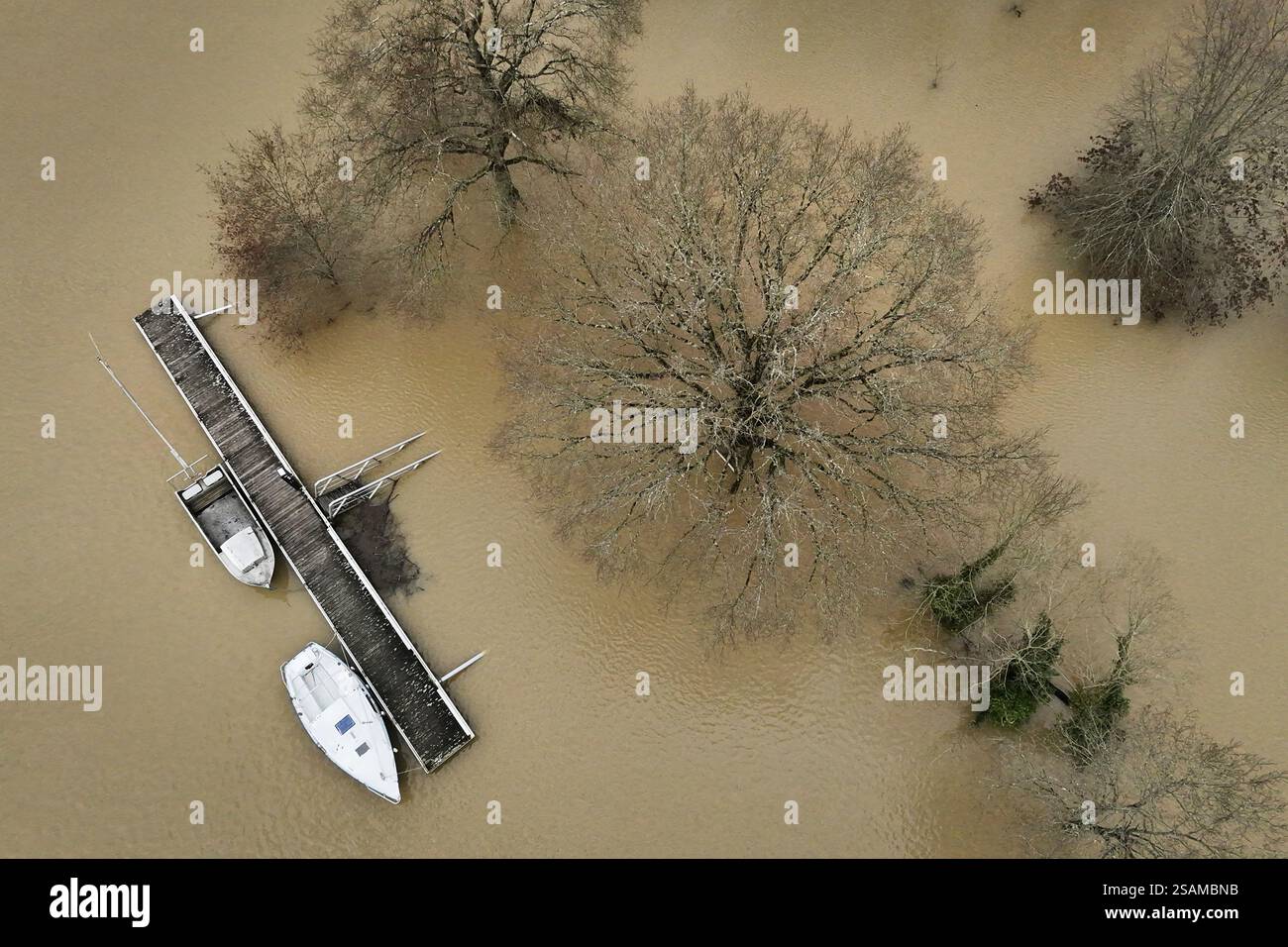 Flooded fields are seen as severe flooding hits western France amid ...